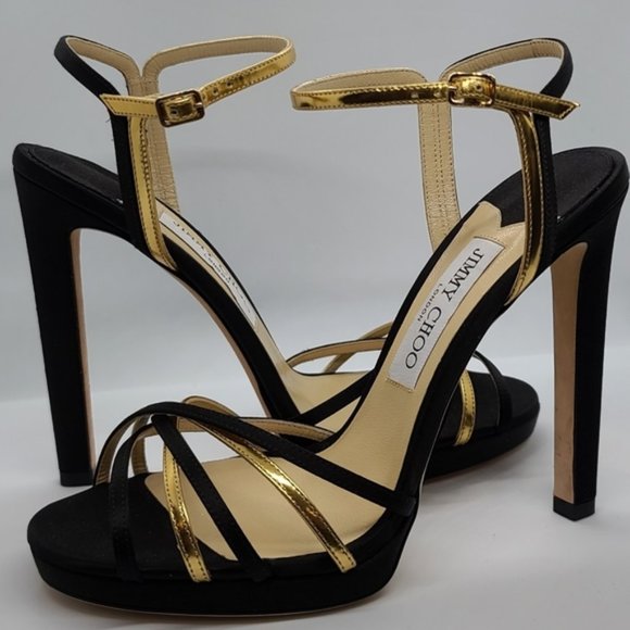 Jimmy Choo New Black and Gold Platform Pump - Picture 1 of 8